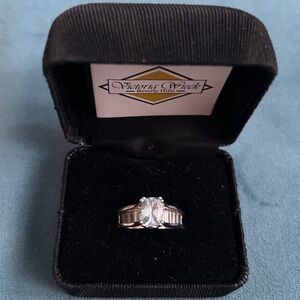 Victoria Wieck Aquamarine ring with white topaz set in sterling silver-size 7